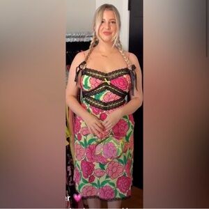 Betsey Johnson Floral Black Lace Lola dress XS